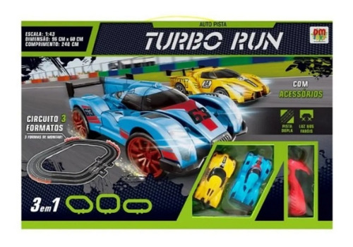 Auto Pista Turbo Run Circuito 3 Formatos + 2 Carros Infantil
