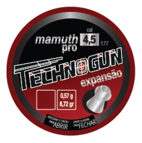 Chumbinho Technogun Mamuth Pro 4,5mm 250 Unidades