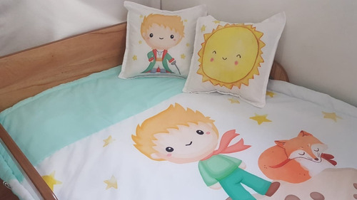 Set Acolchado + 2 Almohadones Cuna Bebe Linea Acuarela