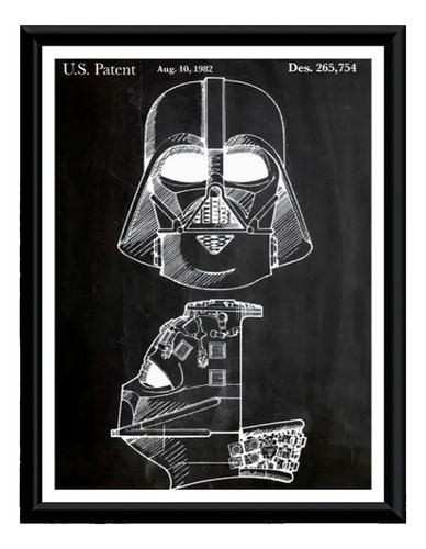 Cuadro Patente Millenium Falcon Star Wars Marco Negro Poliuretano Poster Laminado Mate Decorativo Materiales De Calidad Color Darth Vader Patent