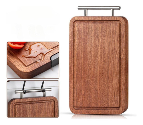 Tabla De Cortar De Madera Multifuncional Reversible Con S