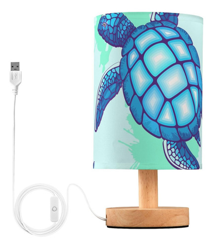 Lámpara De Mesa Junto A La Cama Tortuga Marina Azul Lámpara