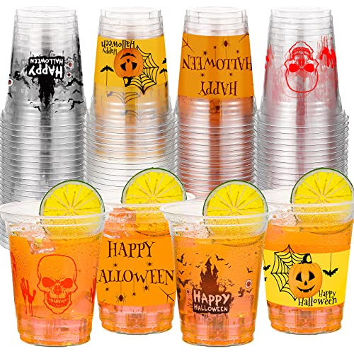 Halloween Party Cups Happy Halloween Disposable Clear P...