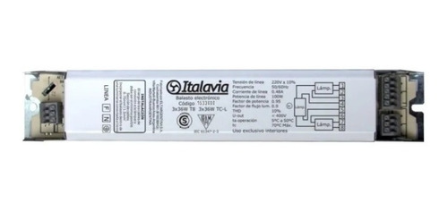 Balasto Electronico Italavia P/ 3 Tubos Fluor T8 36w/40w 