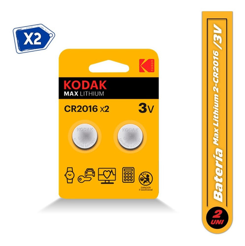 Imagen 1 de 2 de Baterías Pilas Kodak Max Lthium 2-cr2016 3v