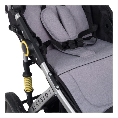 Imagen 6 de 6 de Cochecito de paseo travel system Belluno Baby Alassio TS gris con chasis color plateado
