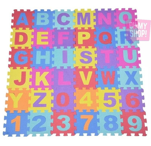 Imagen 2 de 8 de Piso De Goma Eva Encastrable 36pcs Números Y Letras Alfombra