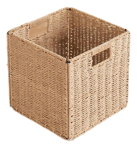 Cesta Tejida Para Almacenamiento, Cubo De Mimbre 25x25x25cm