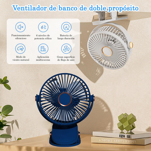 Ventilador Portátil Recargable, 6 Velocidades De Viento Y