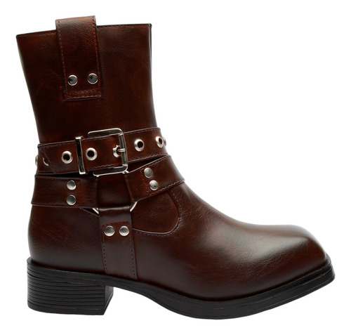 Bota Botín Color Marrón Bella Shoes Para Mujer 7001