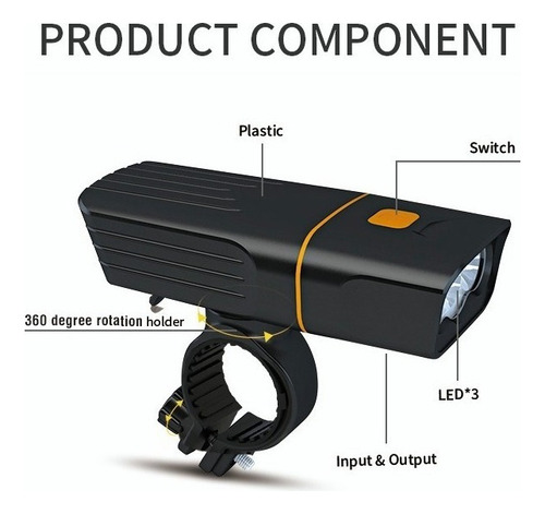 Para Lámpara Usb Recargable 1000 Lúmenes Impermeable