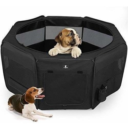 Cucha Corral Plegable Para Mascotas  - Talle L /negro