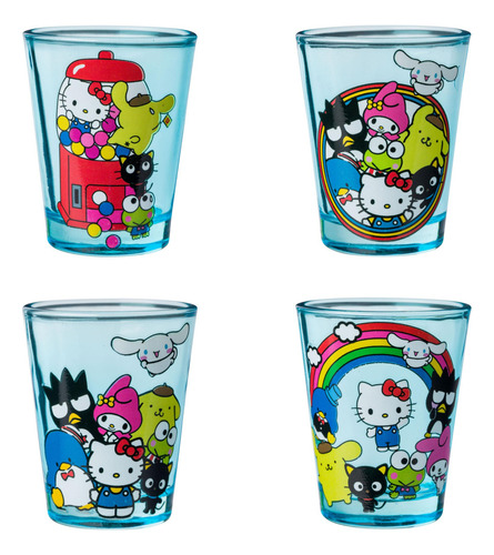 Juego De 4 Mini Vasos 1.5 Onzas Silver Buffalo Sanrio Hello