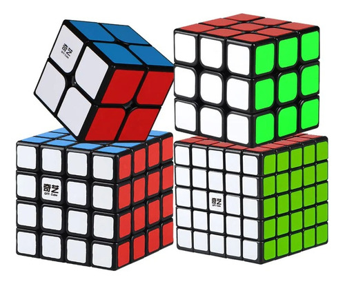 Cubo Rubik Pack 2x2 + 3x3 + 4x4 + 5x5 Qiyi Color De La Estru