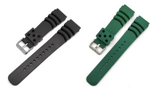 Kit Pulseira 20mm Borracha Might Para Relógio E Smartwatch Cor Preto-verde
