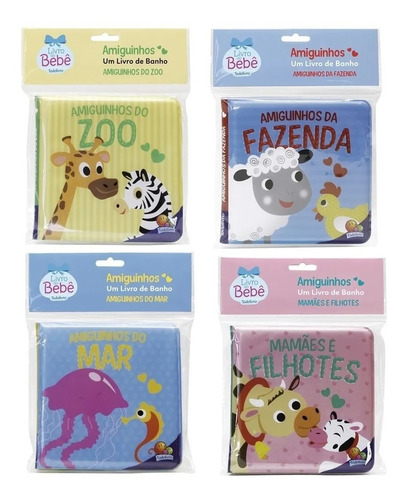 Amiguinhos Do Banho - Kit C/ 4 Livros - Tamanho 15 X 15 Cm 