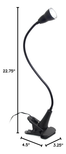 Lámpara De Escritorio Led Cuello De Cisne Flexible Negra 1w Color De La Estructura Color De La Pantalla