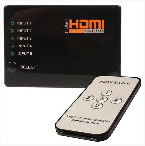 Switch Hdmi Noganet 5 Entradas Control Remoto Hdmi-sw5