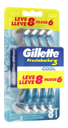 Máquinas De Afeitar Gillette Prestobarba 3 Cool X 8 U