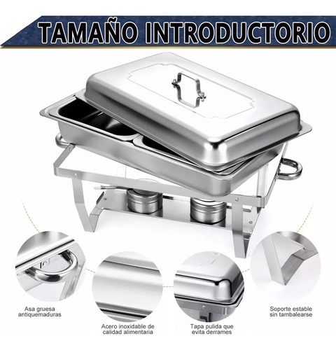Bufetera Olla Rectangular Acero Inoxidable 11 L Con 2 Medios