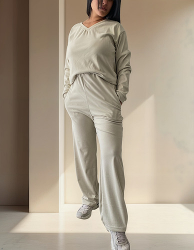 Conjunto Pantalon Ancho + Sweater Darlon Abrigado Mujer