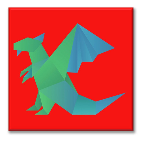 Cuadro Canva Dragón Origami 60*60 Cm