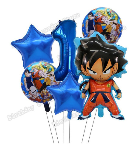 Padrisimo Bouquet Globos De Goku Dragon Ball Con Numero