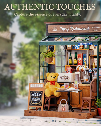 Kit De Casa Miniatura Diorama Café Y Bar 118 Con Luz Led