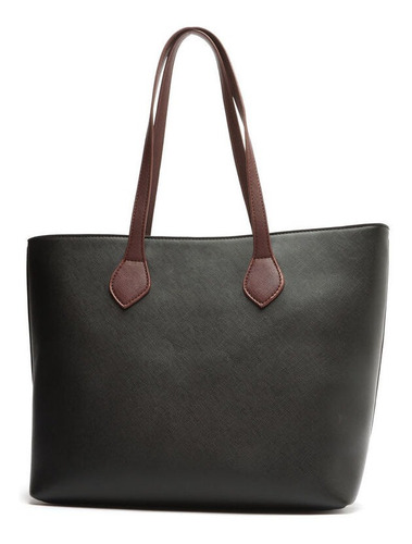Imagem 3 de 6 de Bolsa Grande Feminina Shopping De Ombro Preta - My Shoes