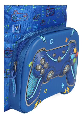 Mochila De Costas Infantil Vídeo Game Up4you Cor Azul