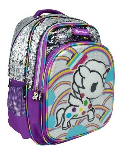 Mochila Unicornio Tokidoki Primaria Backpack Ad728 Color Violeta Diseño De La Tela Poliéster