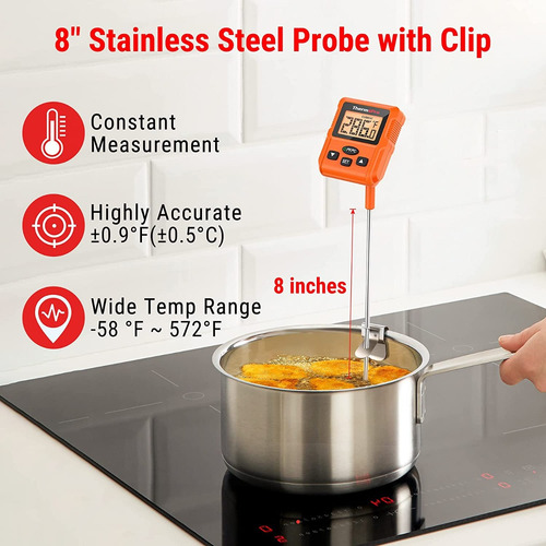 Imagen 6 de 8 de Termometro Cocina Thermopro Tp511 Ideal P/ Aceite Y Caramelo