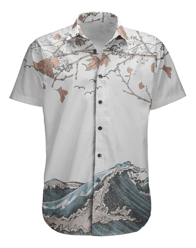 Camisa Botão Summer Cult Hype Floral Oriental Color Yakuza