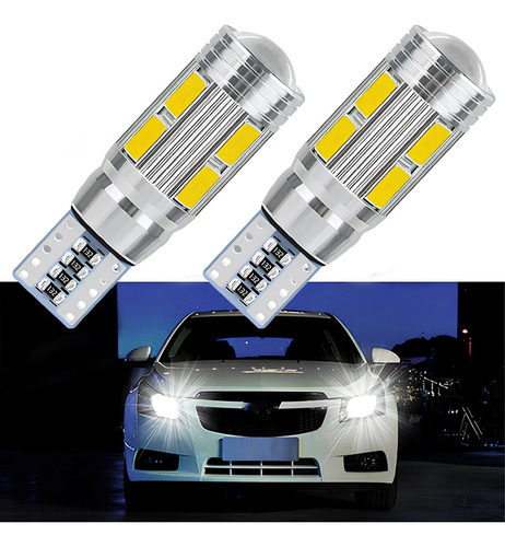 2 Faros Led T10 Lupa Canbus Pellizco Sin Señal Error 250lm