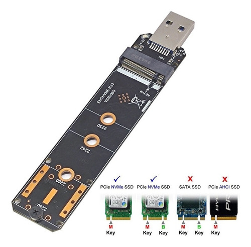 L Adaptador M.2 Nvme Ssd A Usb3.2 Gen2 De 10 Gbps Adaptador