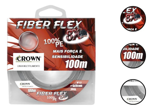 Linha Multifilamento 8x Fiber Flex 0,26mm - Carretel 100m