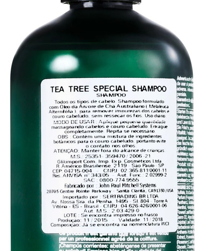Imagem 4 de 6 de Shampoo Limpeza Profunda Paul Mitchell Tea Tree Special 1l
