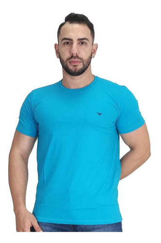 Camiseta Masculina Casual Wild West Azul Ciano
