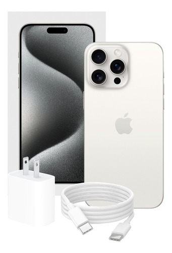 Apple iPhone 15 Pro Max 512gb Titanio Blanco Esim Caja Original Y Batería 100% (Reacondicionado)