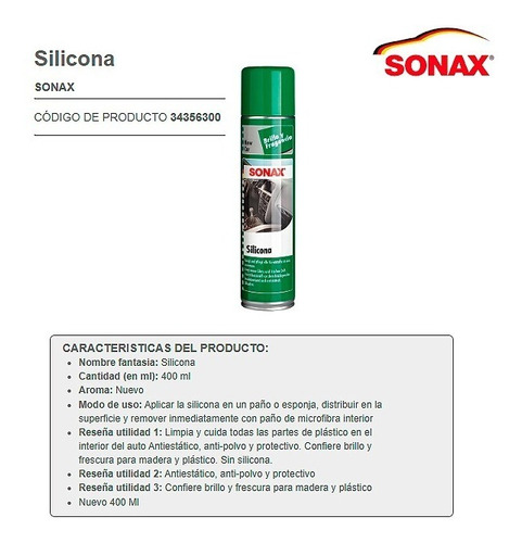 Silicona Aroma Nuevo Sonax 400 Ml / Dechaus