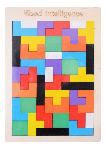 Brinquedo Educativo Jogo Tetris Madeira Combinação De Peças