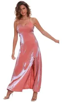 Comprar Vestido Largo Satén Tajo Fiesta Coctel Importado Forever 21
