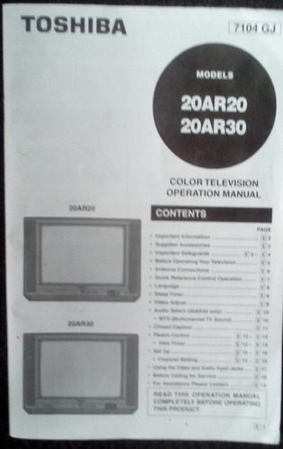Imagen 5 de 6 de Tv Toshiba 20, Control Remoto, Folleto, Rollo Cable Coaxial