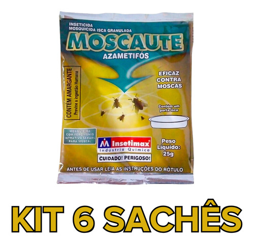 Moscaute Mosquicida Isca Granulado Mata Mosca Kit Com 6 Und