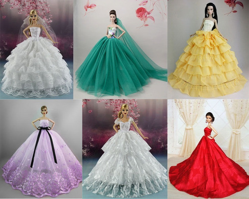 Mega Lote * 10 Vestidos Para Boneca Barbie + 20 Sapatinhos