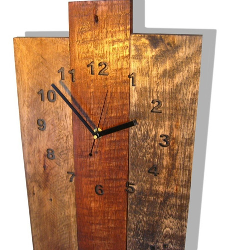 Reloj De Pared Repisa Llavero Rustico 3 En 1 Madera Deco