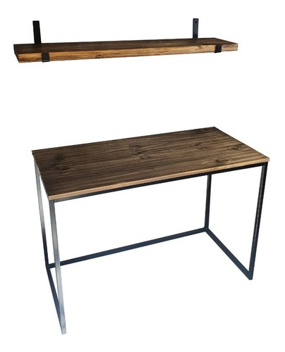 Mesa Escritorio Industrial 120x60 Hierro Madera  + Estante 