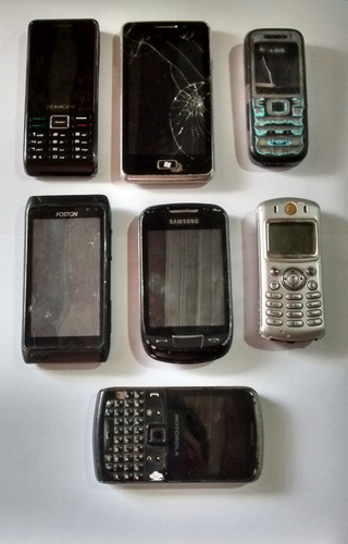 Lote 7 Celulares Com Defeito Para Retirar Peças Celular Peça