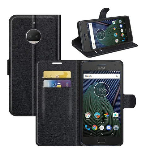 Capa Para Moto G5s Plus Flip Carteira Couro Luxo Proteção Ml