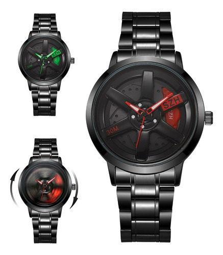 Reloj De Rueda De Coche Diseño Creativo Giratorio En 3d Rojo